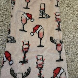 Daydream womens Medium M Wine Glasses Hearts Plush Pajama Pants Pink Valentines